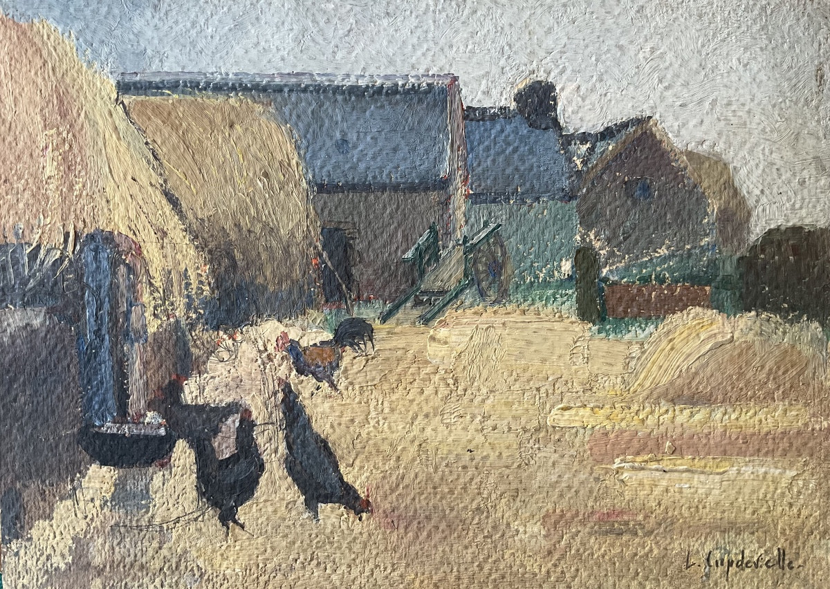 Lucienne Capdevielle, Chickens In The Farmyard, Painting 1930/40