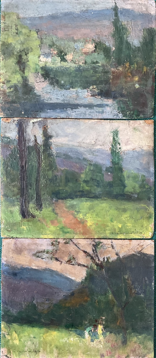 Lucienne Capdevielle 3 Paintings Landscape Of The South Of France Works 1930/40
