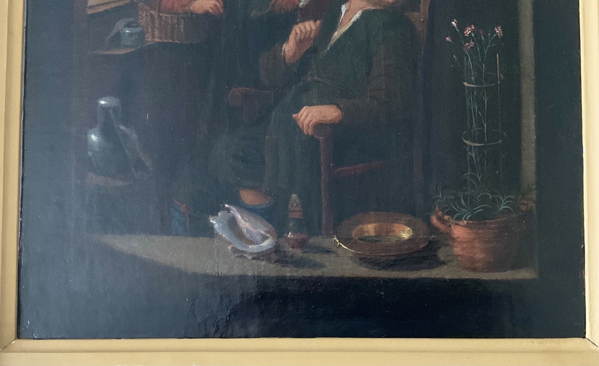 Gérard Dou Painting 18th Century Patient At The Dentist's Cabinet Of Curiosities Flemish School -photo-5