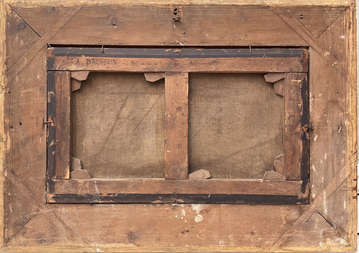 Auguste Bachelin Painting 19th Century Lake Neuchatel Hunting Scene Swiss Landscape -photo-7