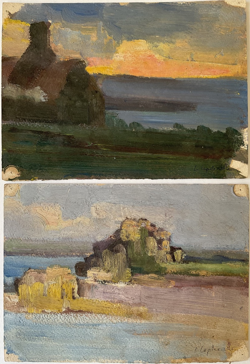 Lucienne Capdevielle Lot 4 Seaside Paintings Brittany 1920/30-photo-3
