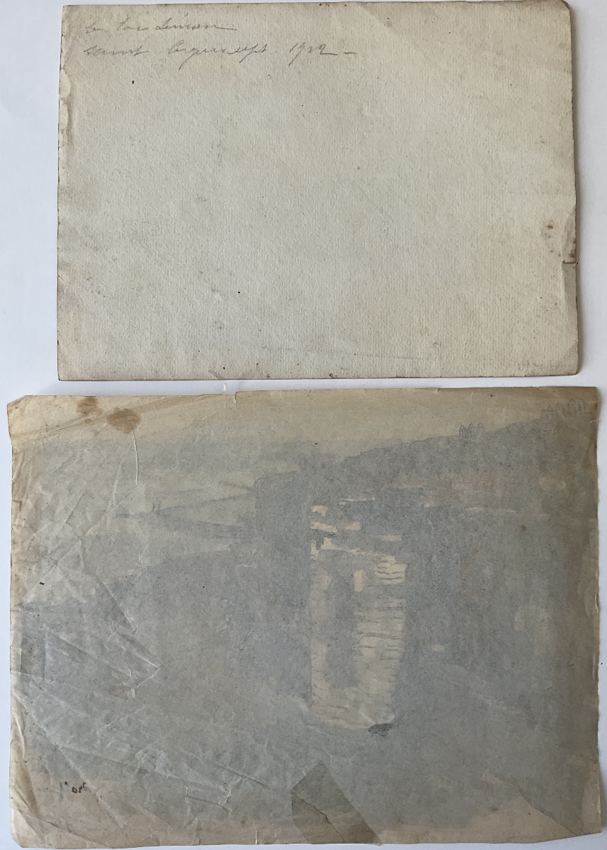 LUCIENNE CAPDEVIELLE  2 AQUARELLES LAC LEMANS + MALAGA 1920/30-photo-4