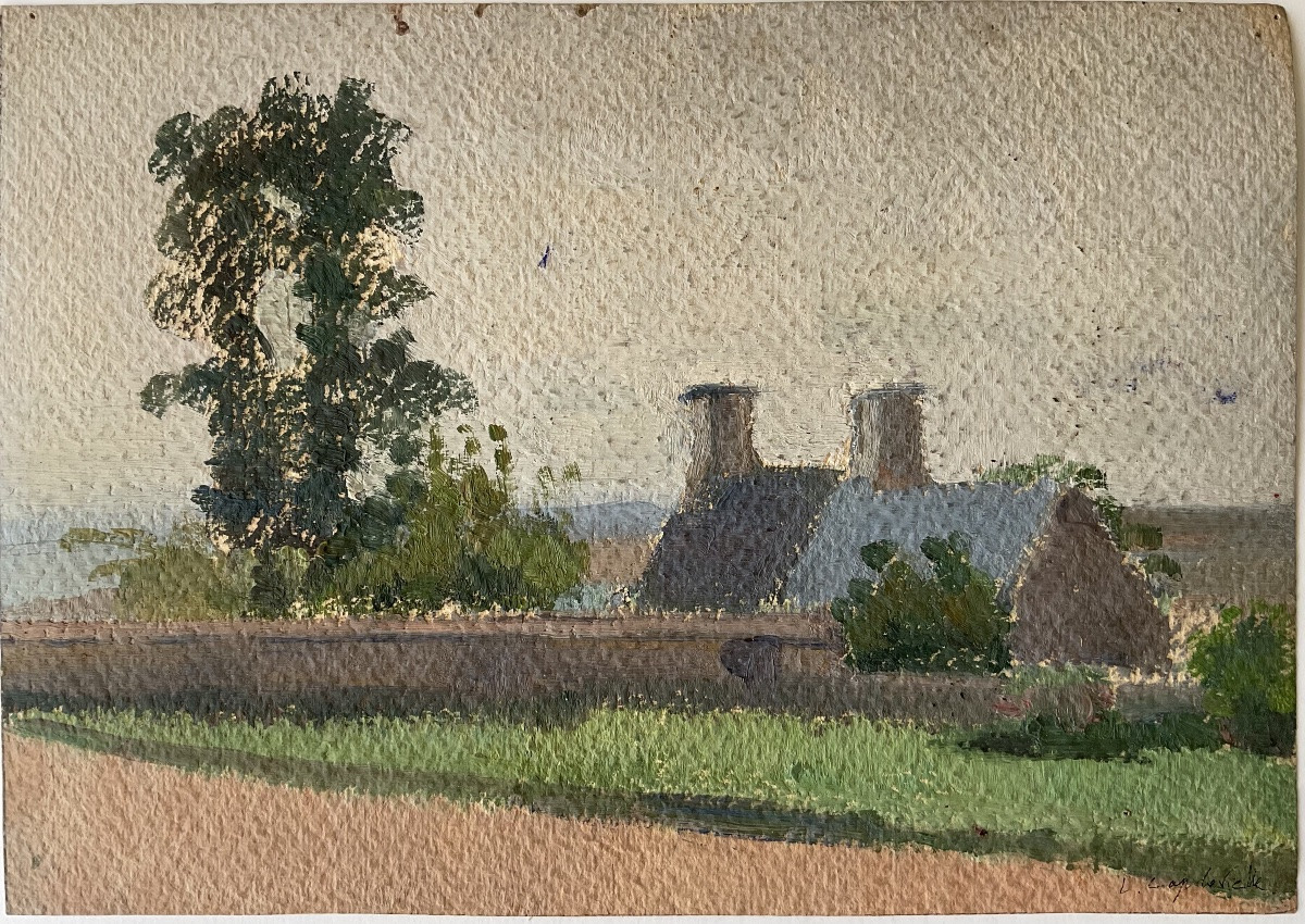 Lucienne Capdevielle Set Of 3 Paintings Landscapes Of Brittany 1920/30-photo-2