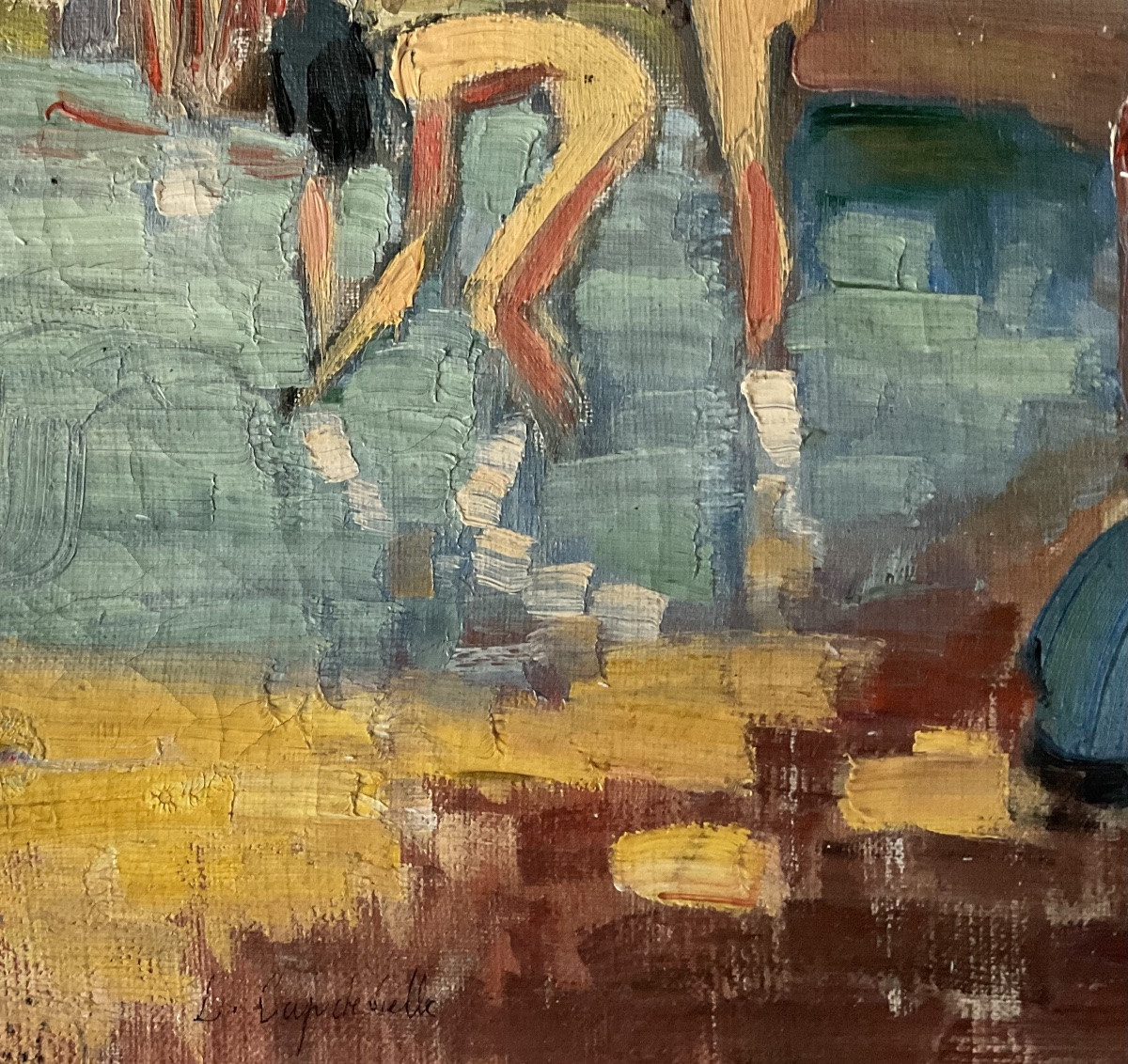 Lucienne Capdevielle Painting 1920 Woman Bathing In A Lake Spain-photo-5