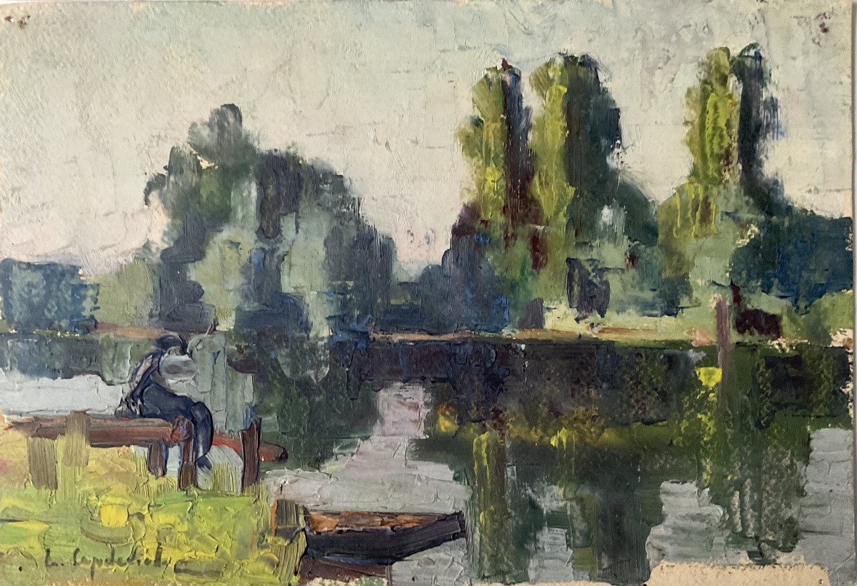 Lucienne Capdevielle Set Of 3 Landscape Paintings 1920/30-photo-4