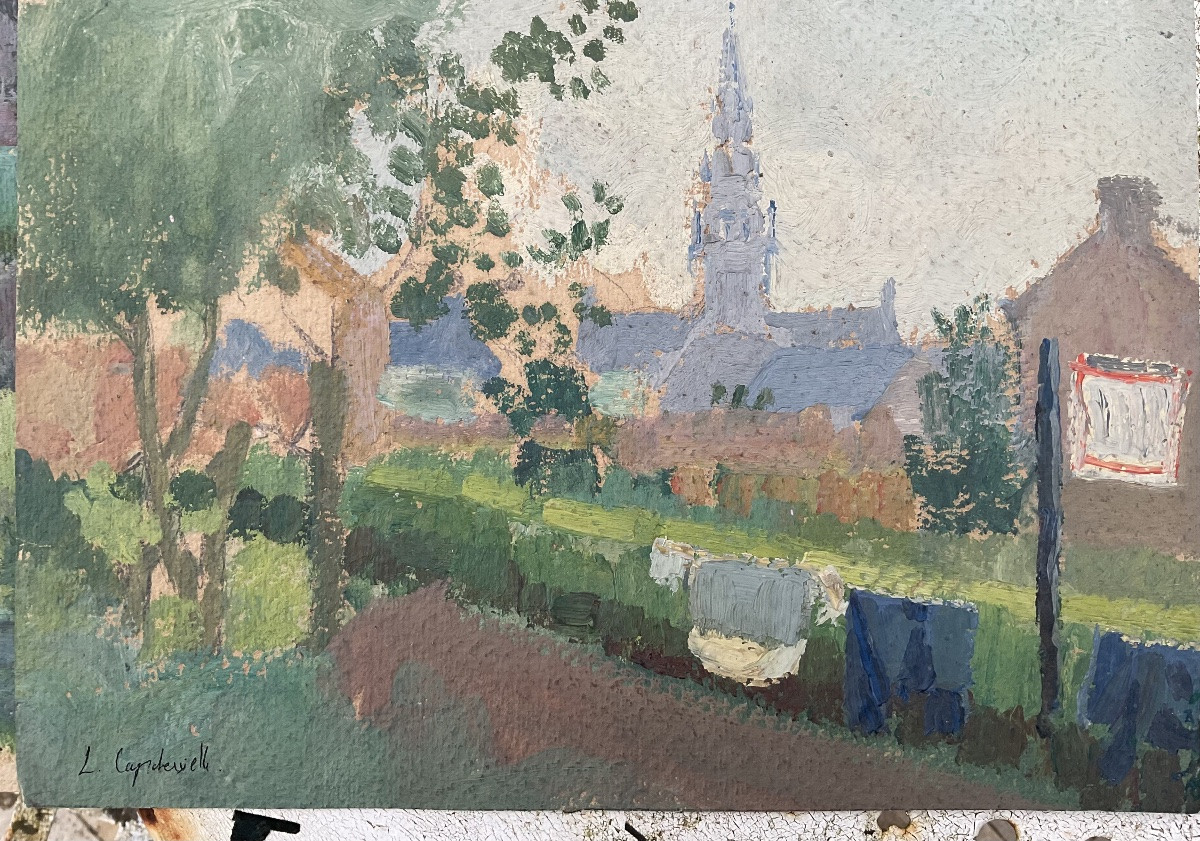 LUCIENNE CAPDEVIELLE LOT DE 3 PEINTURE PAYSAGES BRETAGNE 1920/30-photo-3