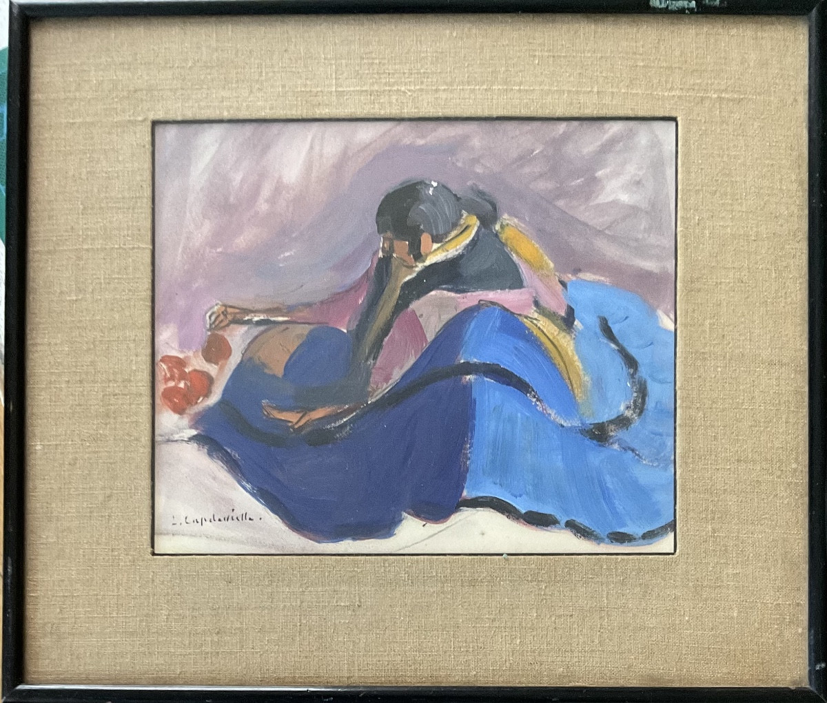 LUCIENNE CAPDEVIELLE PEINTURE 1920 FEMME GITANE GENS DU VOYAGE 