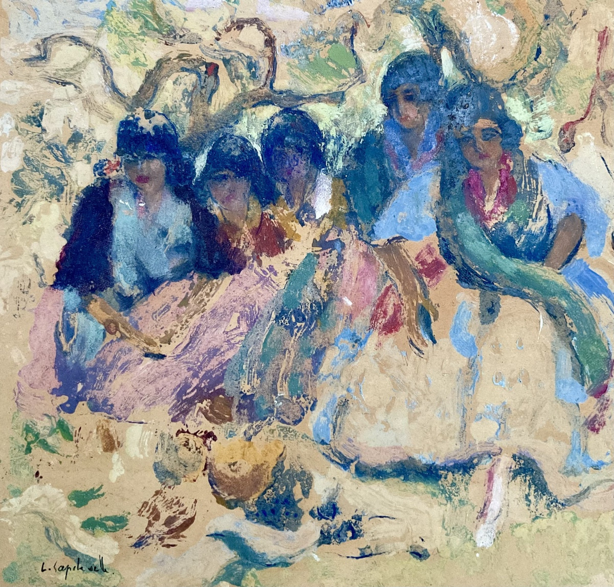 Lucienne Capdevielle Gypsy Women Painting 1920  -photo-2