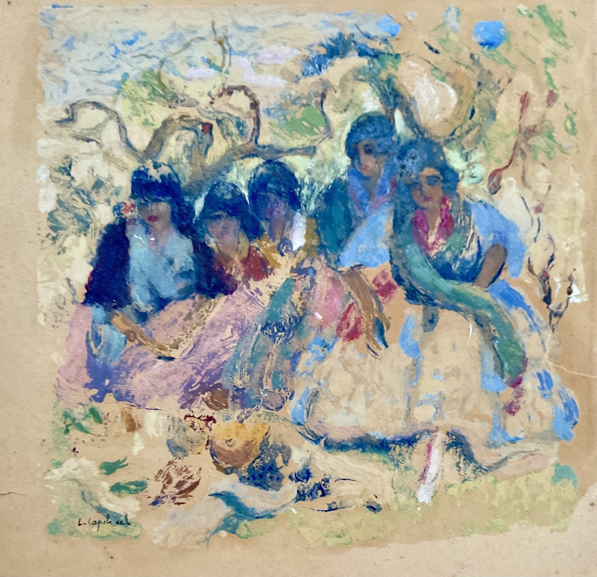 Lucienne Capdevielle Gypsy Women Painting 1920  