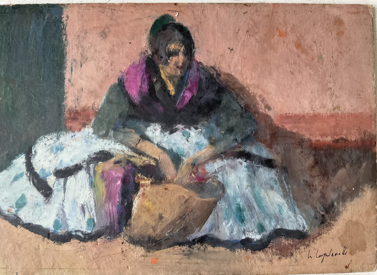 Lucienne Capdevielle Set Of 2 Paintings 1920 Subject: Gypsy Women -photo-2