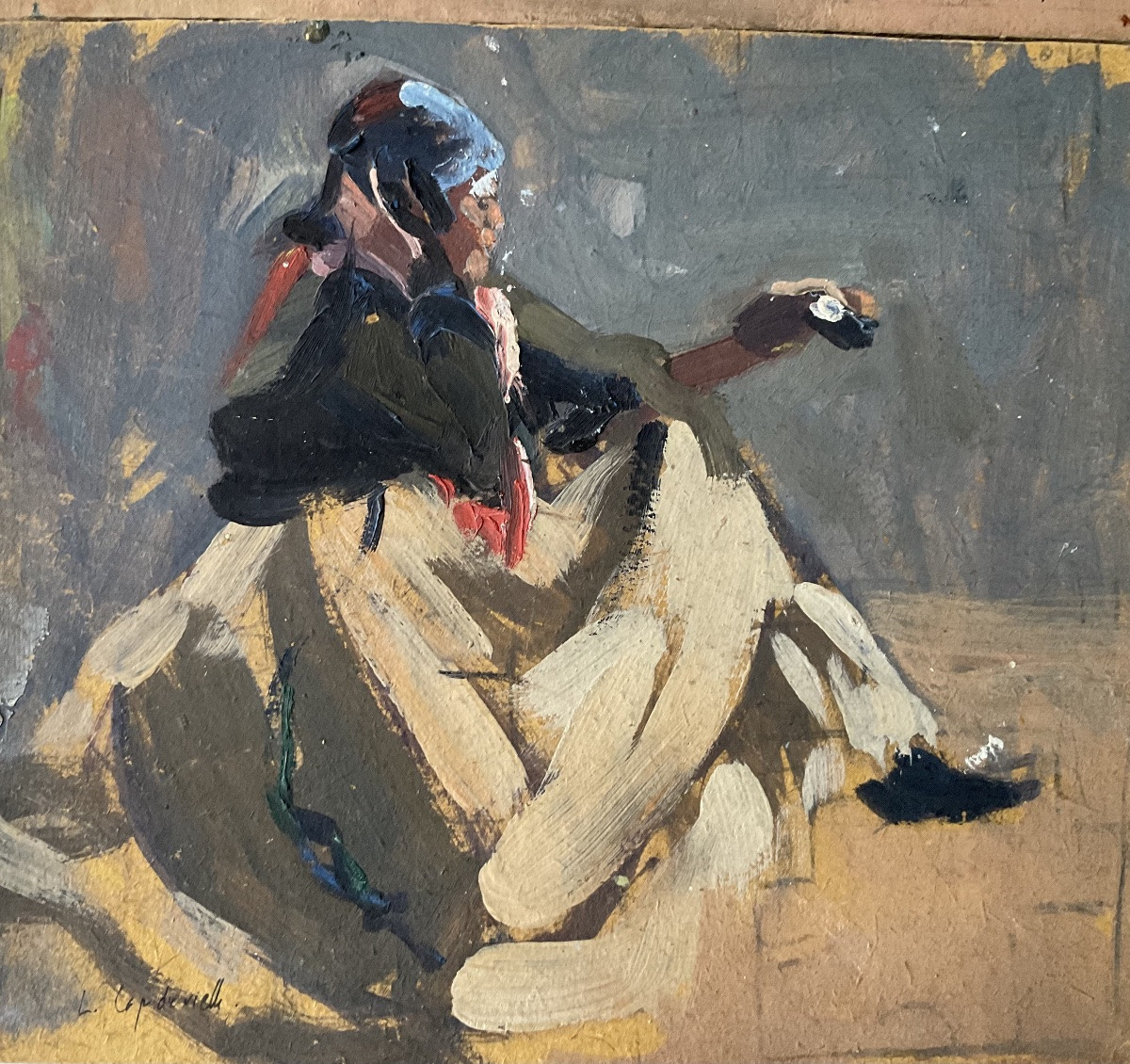 Lucienne Capdevielle Set Of 2 Paintings 1920 Subject: Gypsy Women -photo-3