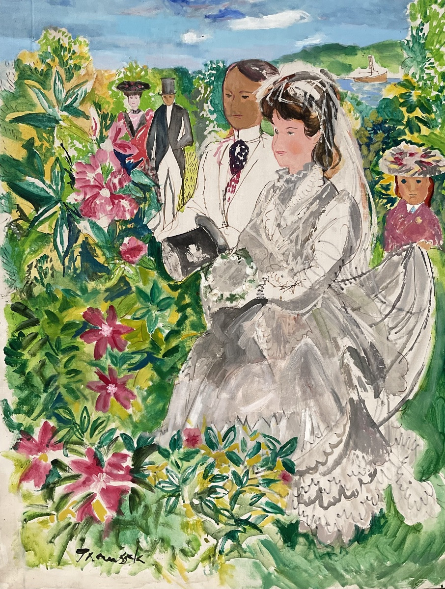 EMILIO GRAU SALA GRAND TABLEAU LE JOUR DU MARIAGE PEINTURE ORIGINALE 130 x 97 cm -photo-3