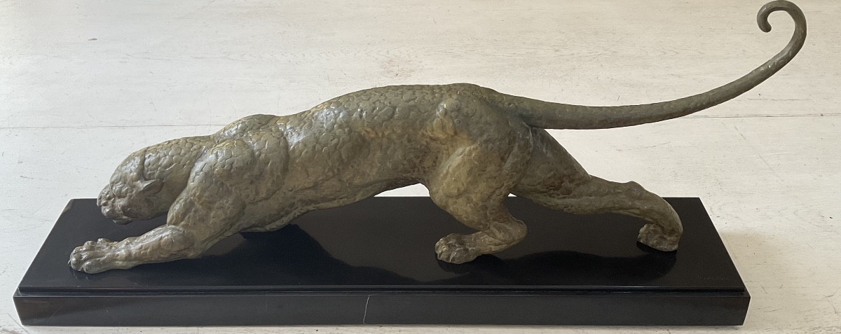 DEMETRE CHIPARUS SCULPTURE ART DECO PANTHÈRE 1930 BELLE PATINE 