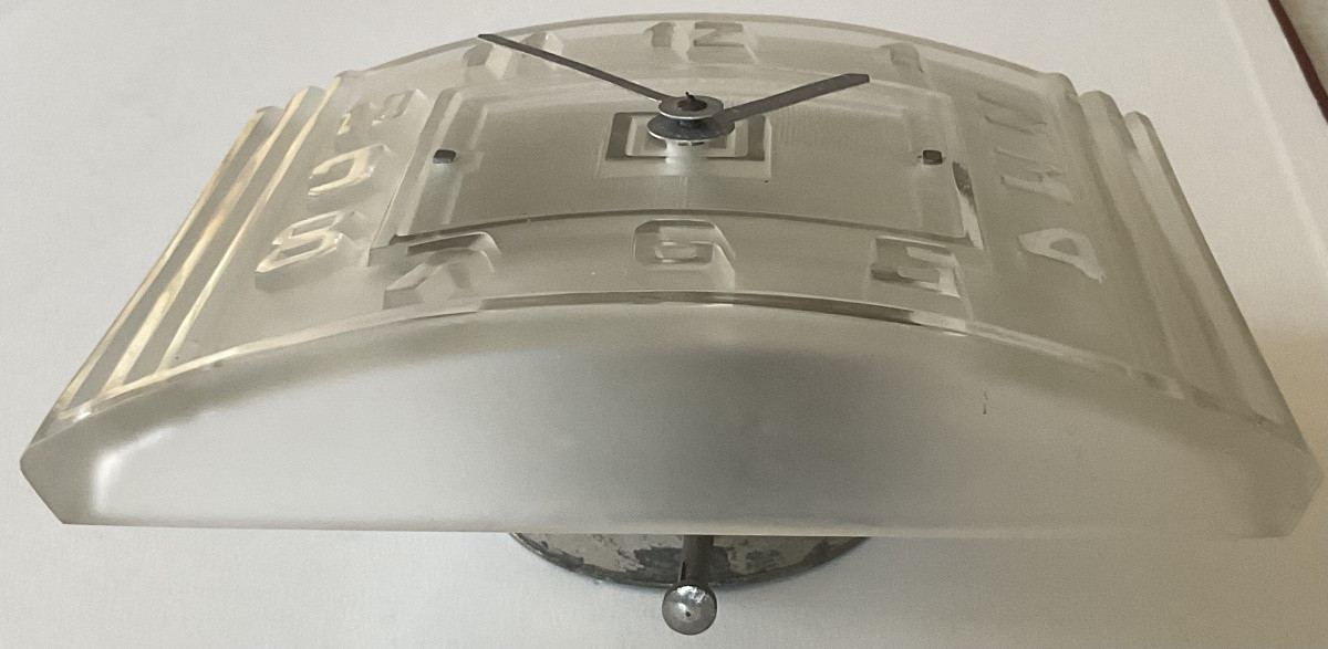 Ato 1930 Clock, Press-molded Frosted Glass Model, Art Deco, Lalique -photo-1