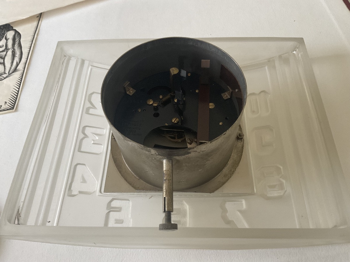 Ato 1930 Clock, Press-molded Frosted Glass Model, Art Deco, Lalique -photo-3
