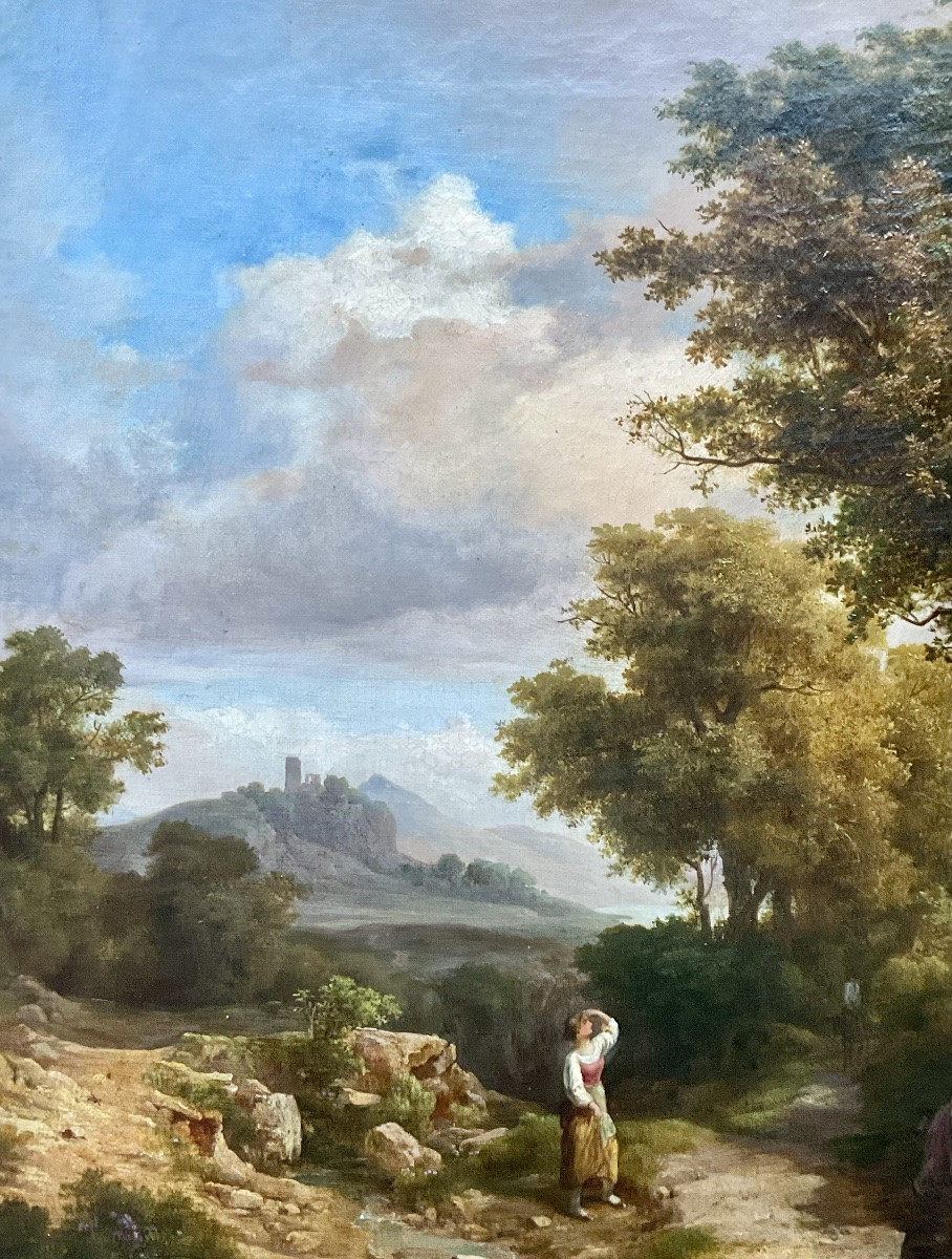 TABLEAU XIXè ACHILLE ETNA MICHALLON PAYSAGE SCÈNE BUCOLIQUE  -photo-2