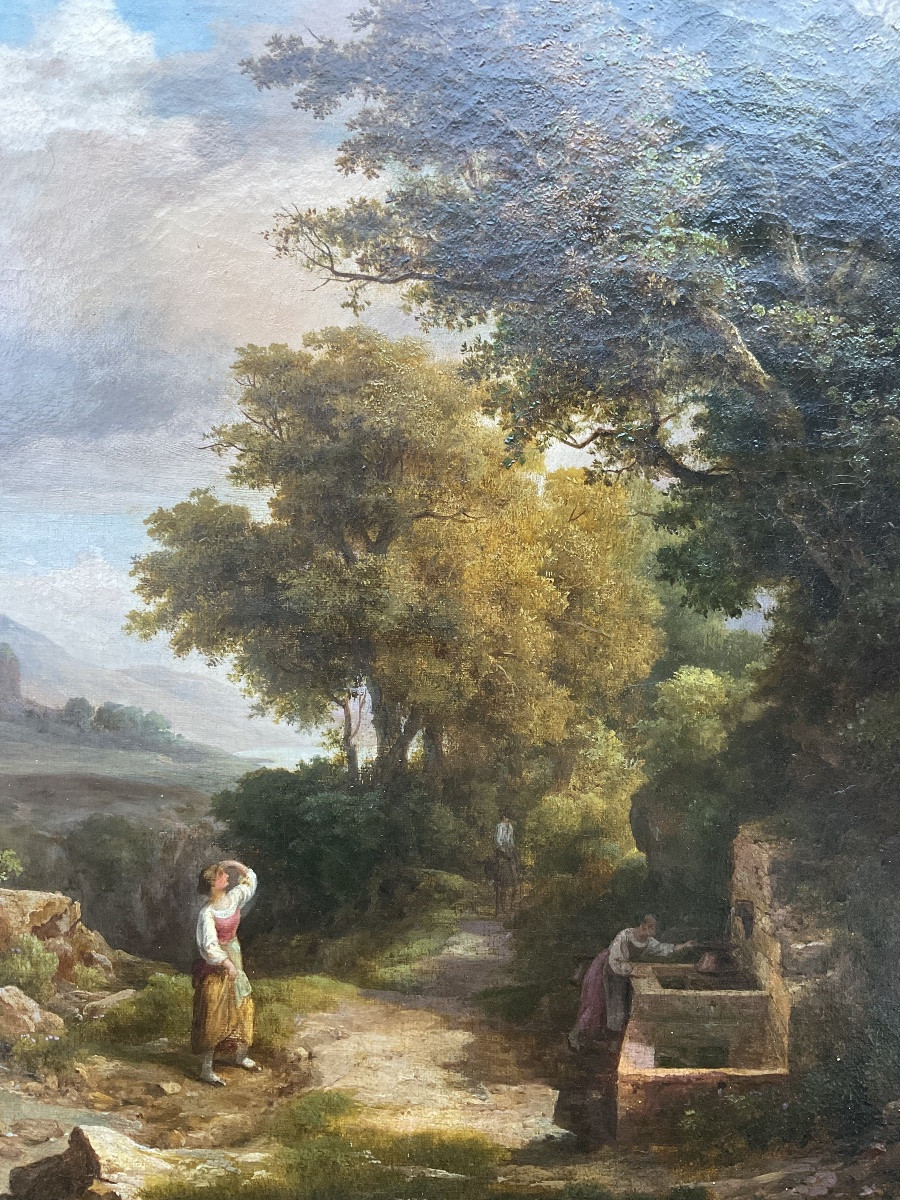 TABLEAU XIXè ACHILLE ETNA MICHALLON PAYSAGE SCÈNE BUCOLIQUE  -photo-5