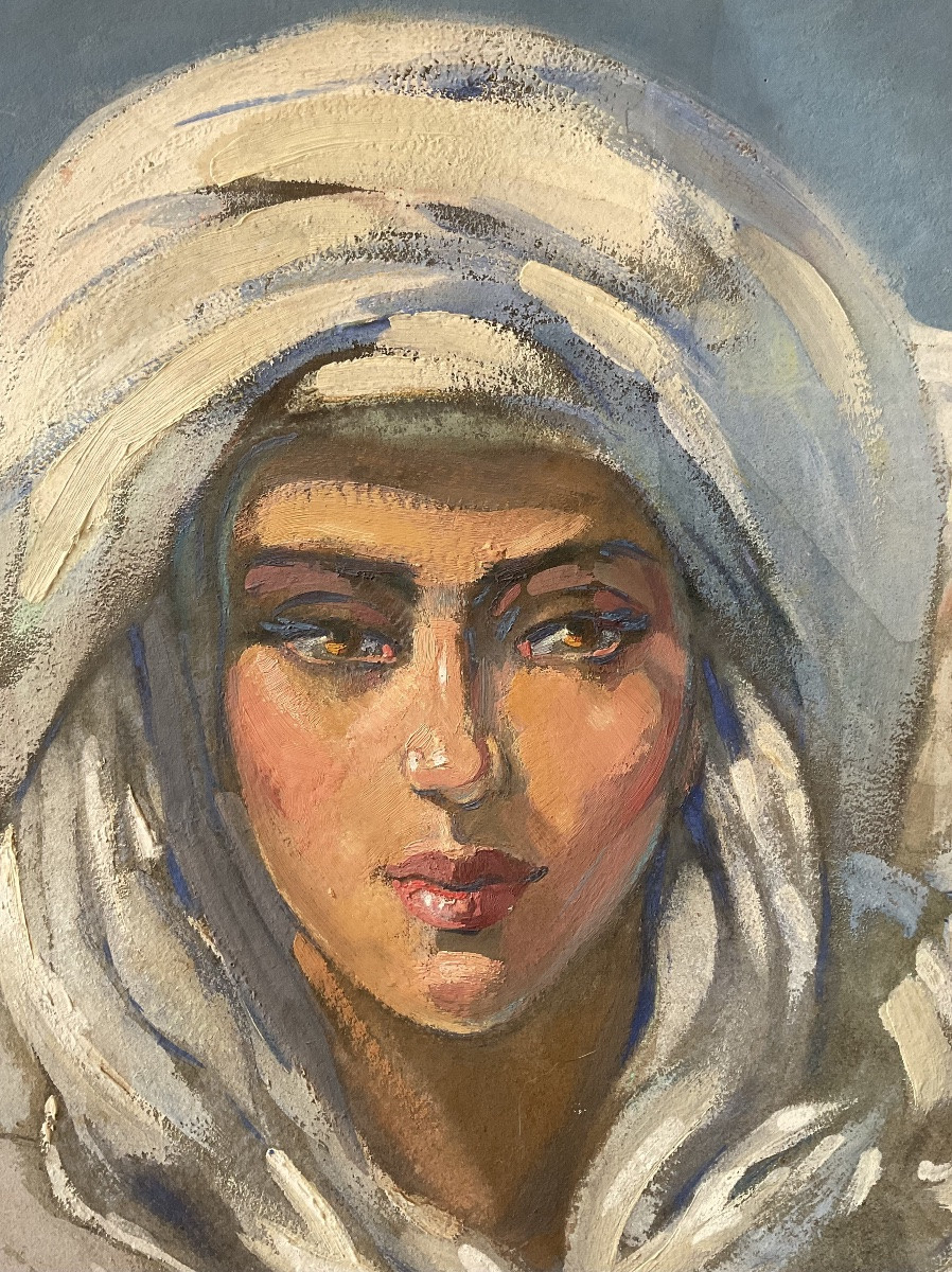 Lucienne Capdevielle Painting 1920/30 Portrait Oriental Woman Quality +++-photo-2