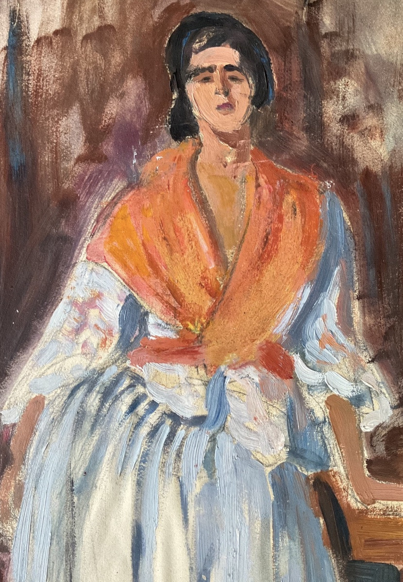 Lucienne Capdevielle Painting 1920/30 Young Gypsy Woman-photo-2