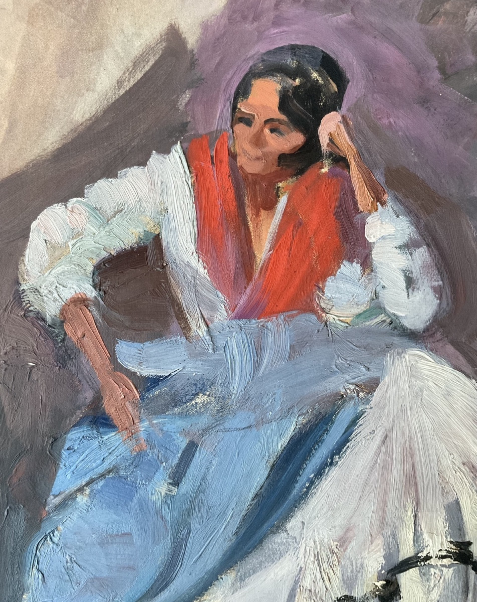 LUCIENNE CAPDEVIELLE BELLE PEINTURE 1920/30 FEMME GITANE -photo-2