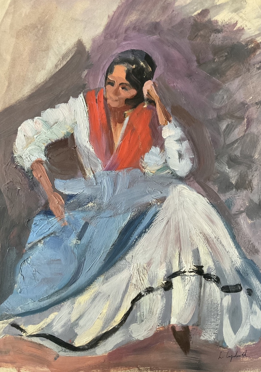 LUCIENNE CAPDEVIELLE BELLE PEINTURE 1920/30 FEMME GITANE 