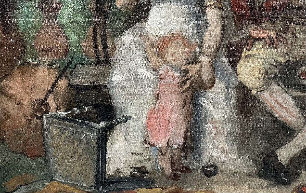 Scene Galante In The Park XVIIIth Century Original Painting French Painting XIXth Century-photo-5