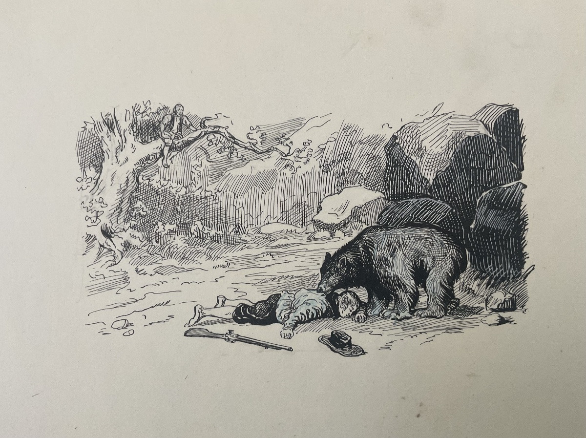 50 Dessins originaux pour les fables de la Fontaine par M.BONAMY / rare .-photo-2