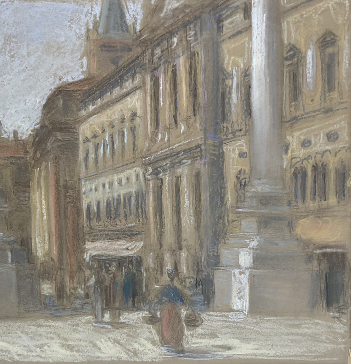 LÉON CHESNAY  PASTEL 1925 COLONNES PLACE DES SEIGNEURS VICENCE ITALIE-photo-2