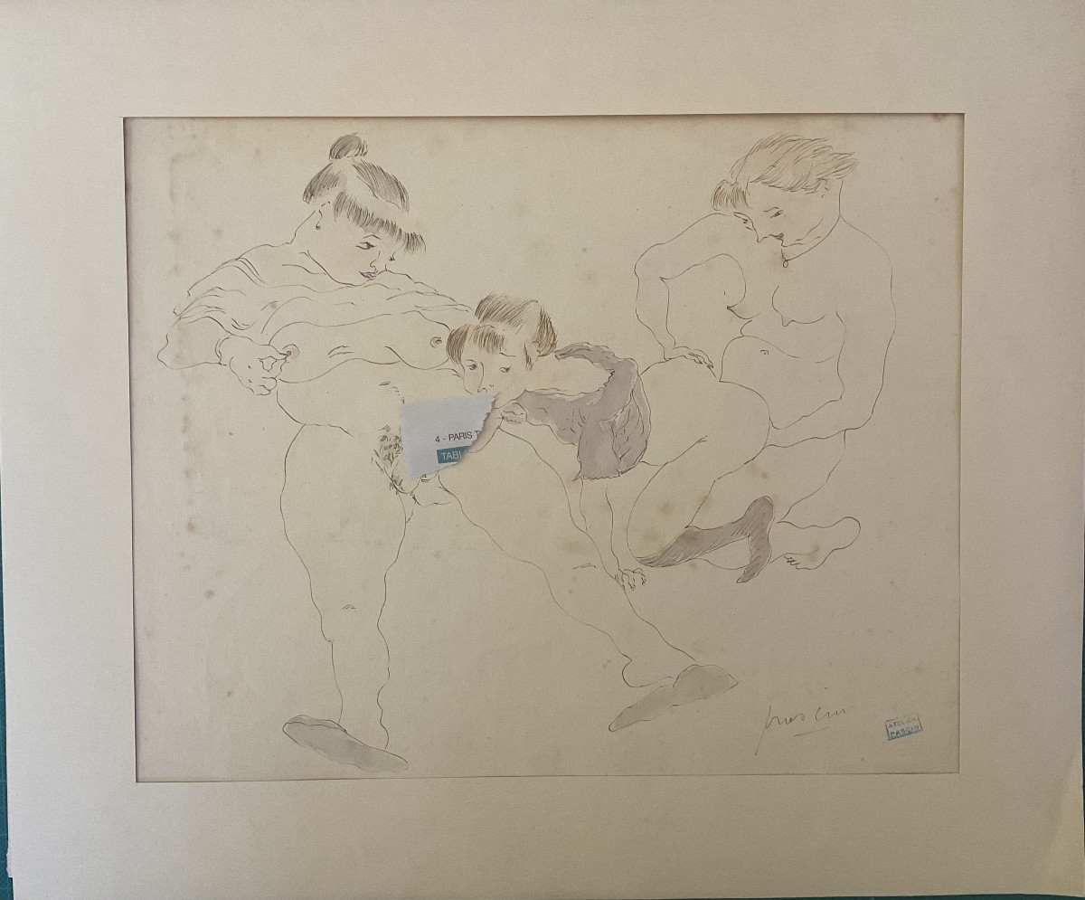Jules Pascin Watercolor Drawing Erotic Scene Man And Woman