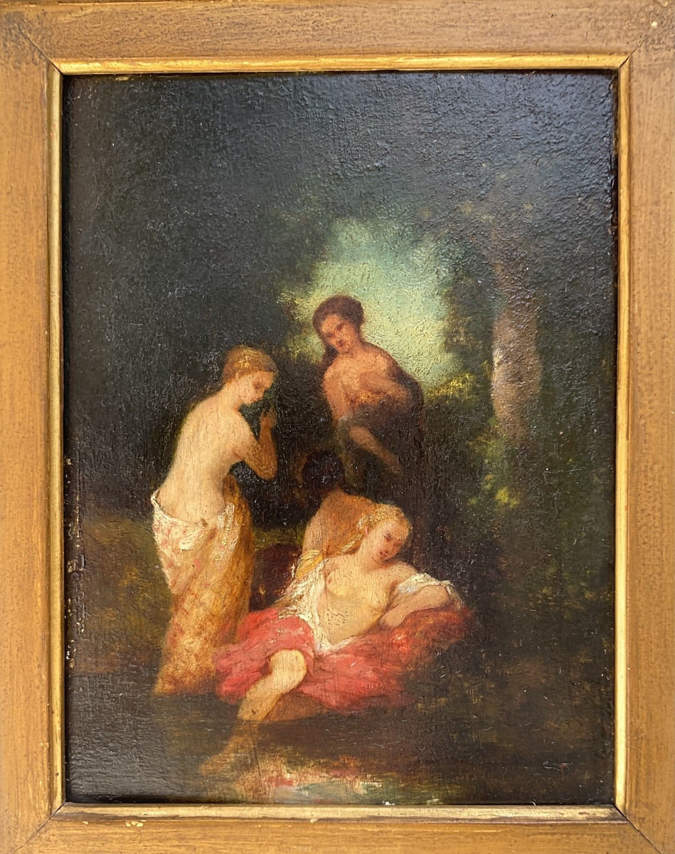 Narcisse Diaz de la Pena Tableau XIXè HSP Fontaine de jouvence Signé DIAZ-photo-1