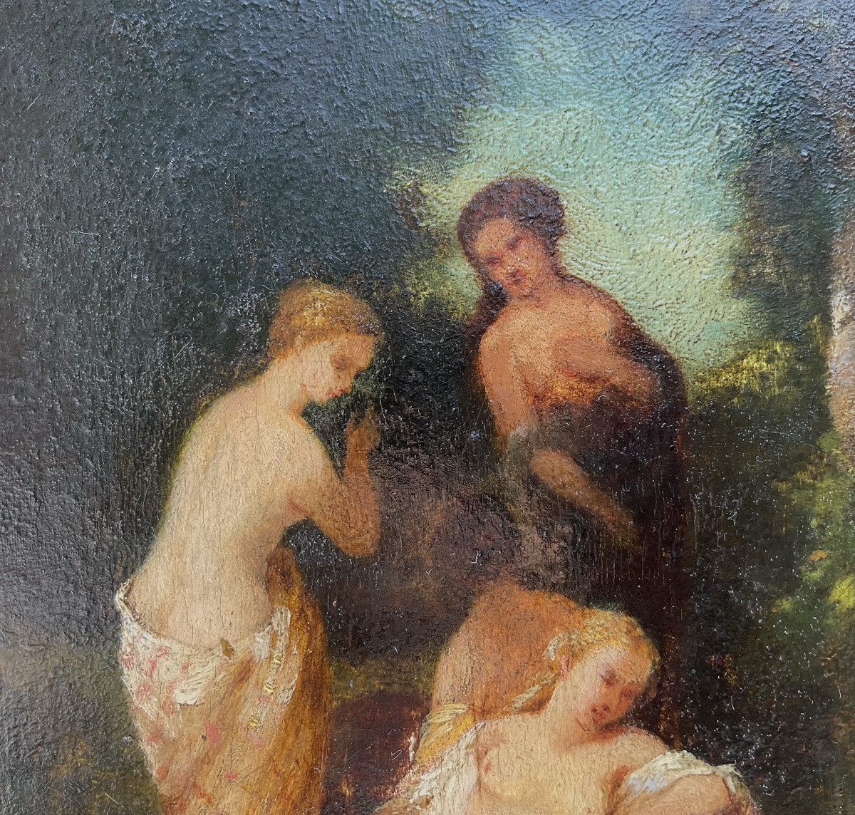 Narcisse Diaz de la Pena Tableau XIXè HSP Fontaine de jouvence Signé DIAZ-photo-4