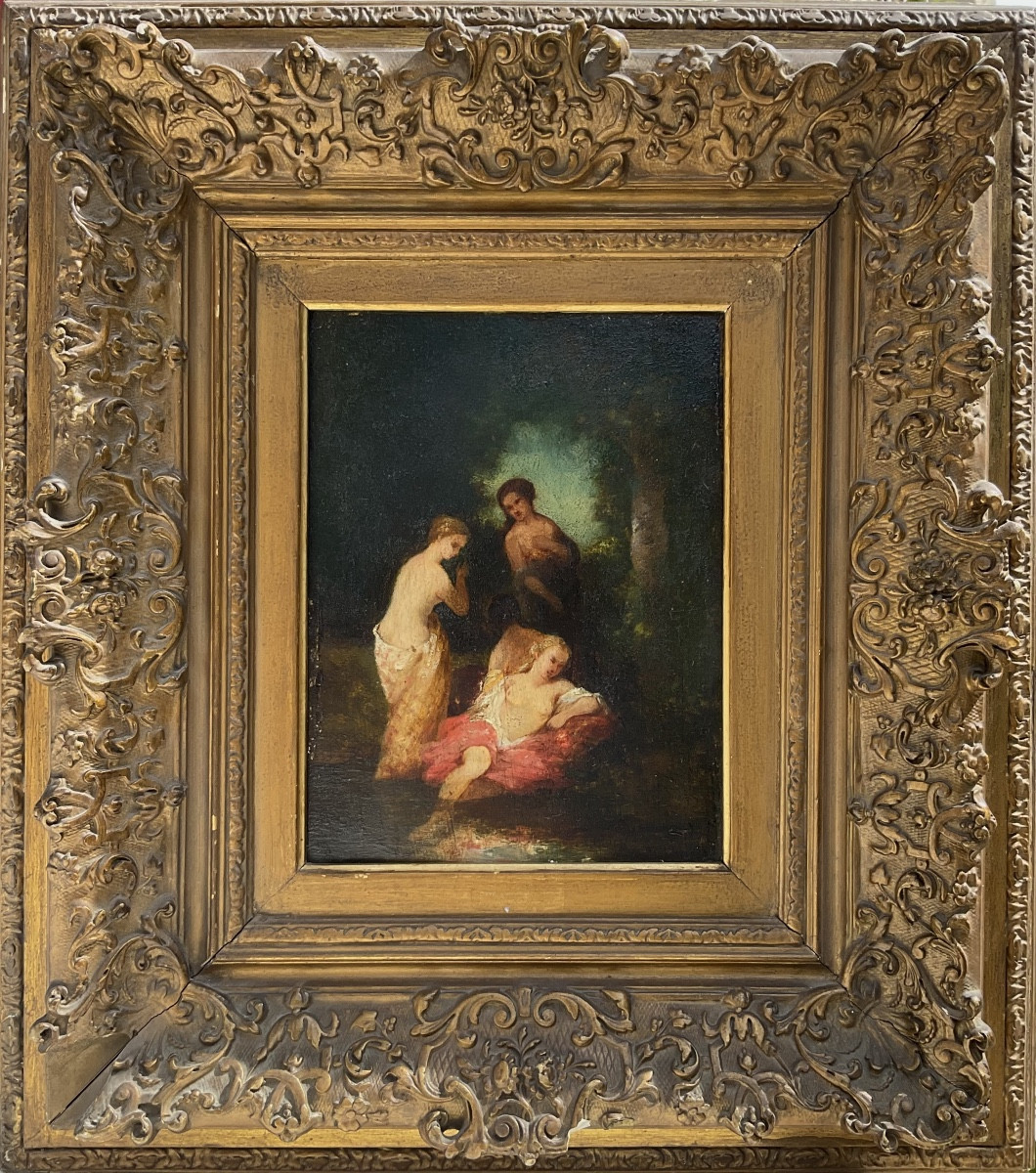 Narcisse Diaz de la Pena Tableau XIXè HSP Fontaine de jouvence Signé DIAZ