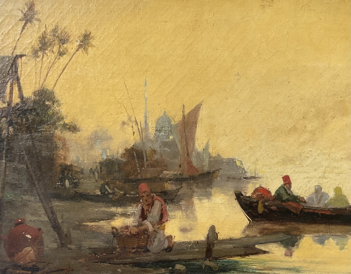 Félix Ziem Painting Original Painting Fishermen On The Bosphorus Marine Orient-photo-4