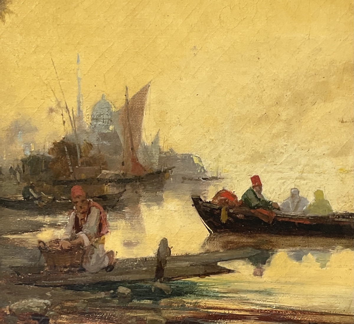 Félix Ziem Painting Original Painting Fishermen On The Bosphorus Marine Orient-photo-1