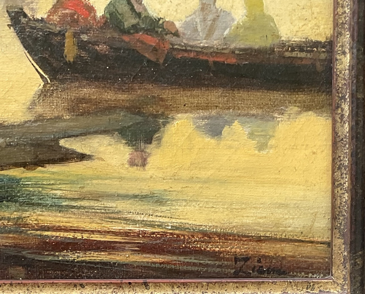 Félix Ziem Painting Original Painting Fishermen On The Bosphorus Marine Orient-photo-2