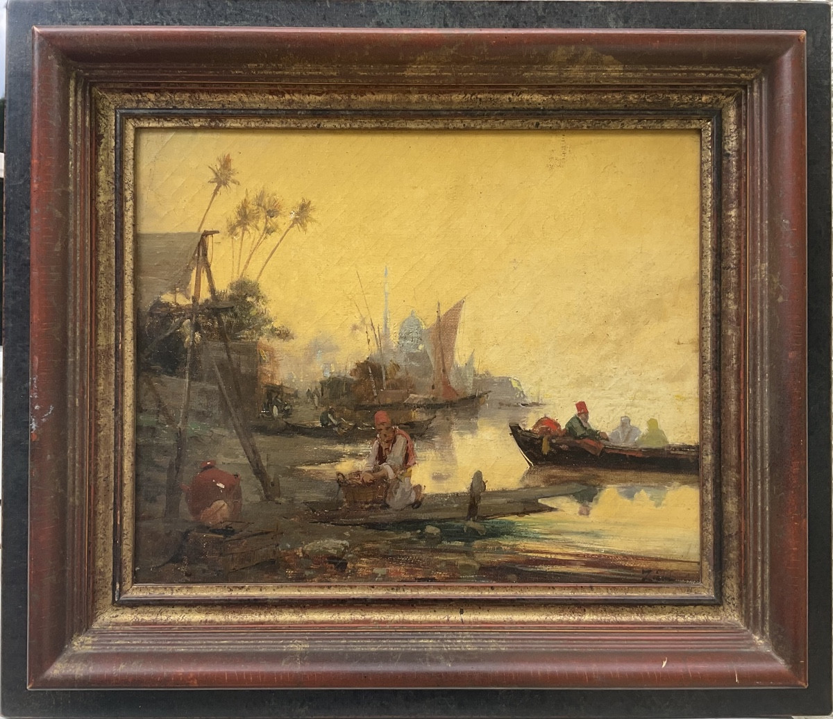 Félix Ziem Painting Original Painting Fishermen On The Bosphorus Marine Orient
