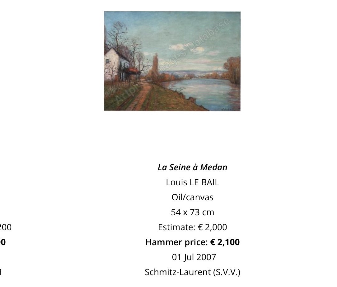 Louis Le Bail Original Painting 1901 Bord De Seine Medan Moulin Rouge-photo-7