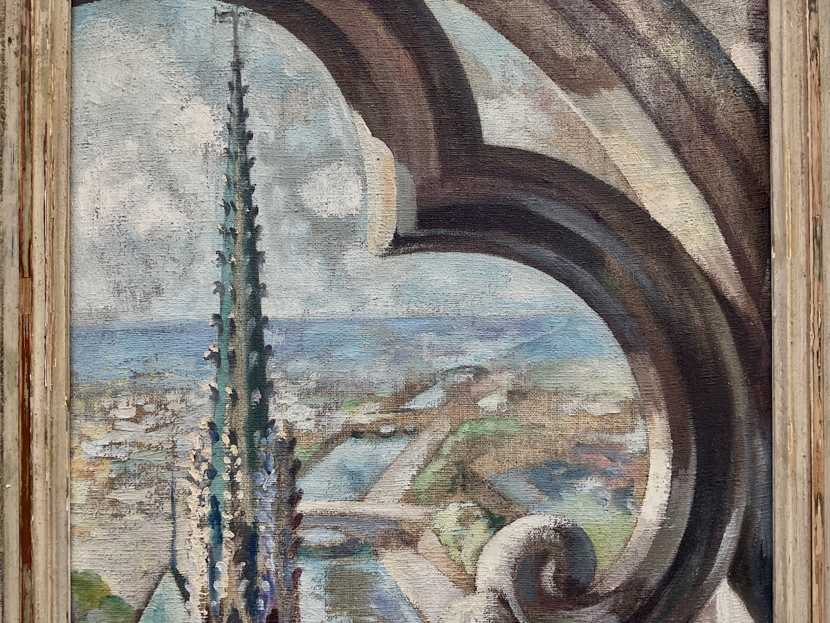 L.guerin Painting 1943 The Seine In Paris Seen From The Top Of Notre Dame-photo-3