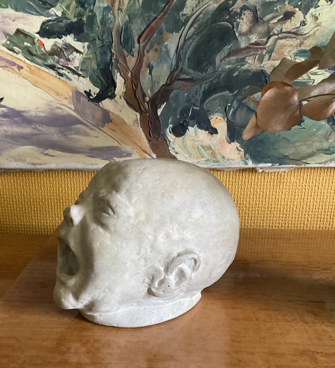 Camille Descaussy Sculpture Plaster 1934 Head Of Infant Crying Céret-photo-2