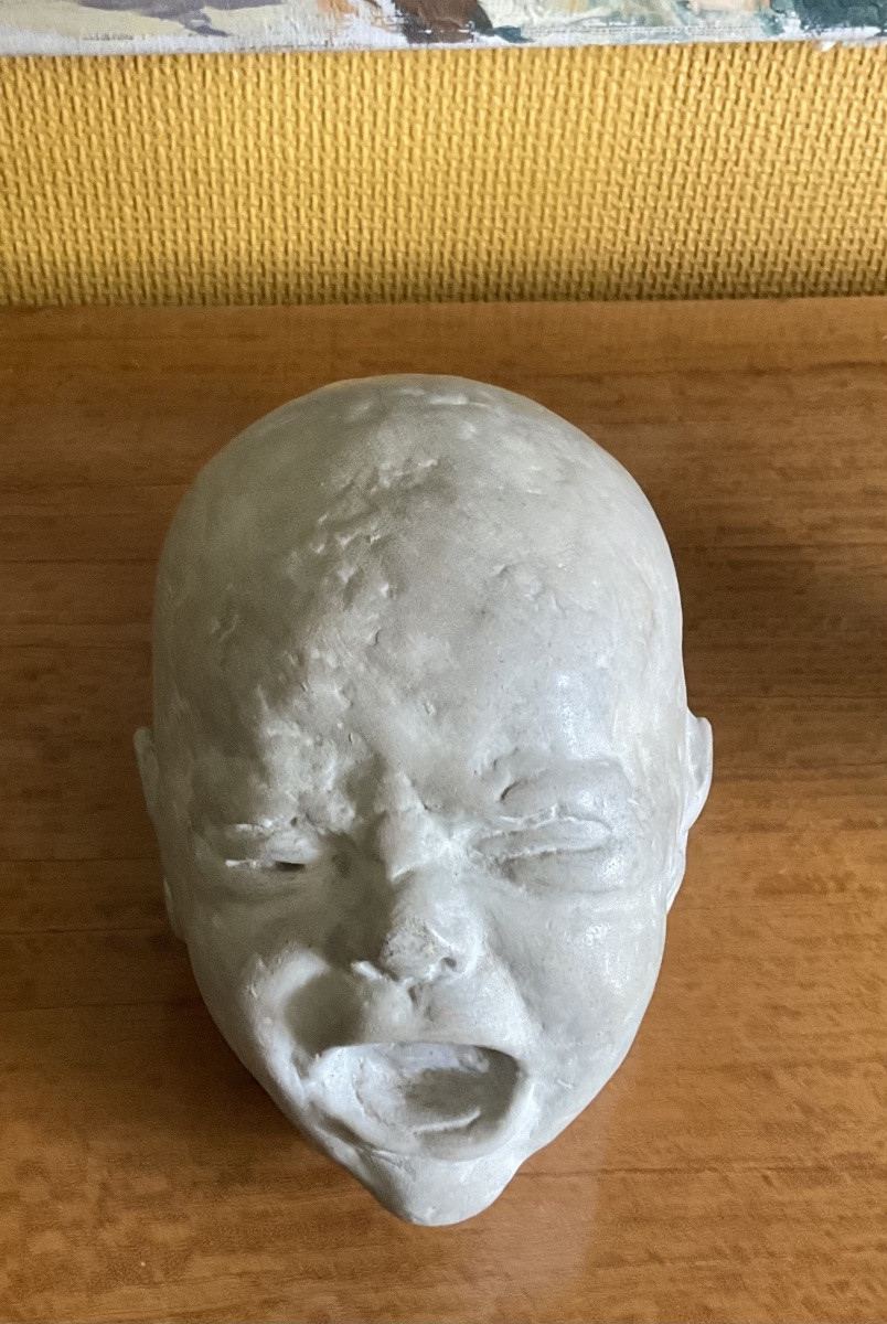 Camille Descaussy Sculpture Plaster 1934 Head Of Infant Crying Céret-photo-4