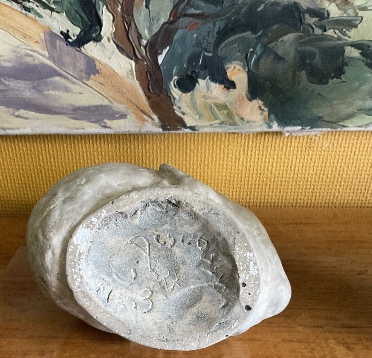Camille Descaussy Sculpture Plaster 1934 Head Of Infant Crying Céret-photo-1
