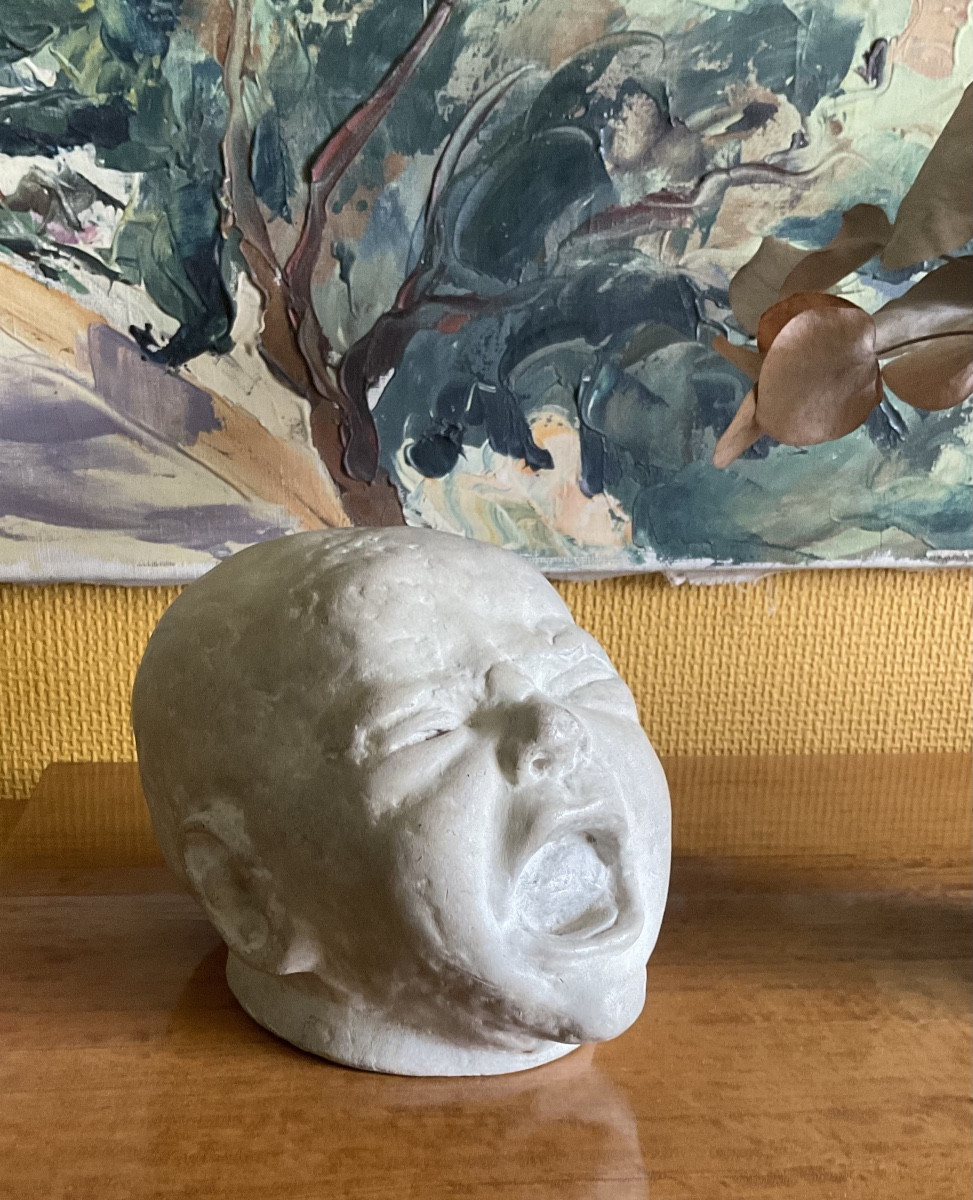 Camille Descaussy Sculpture Plaster 1934 Head Of Infant Crying Céret