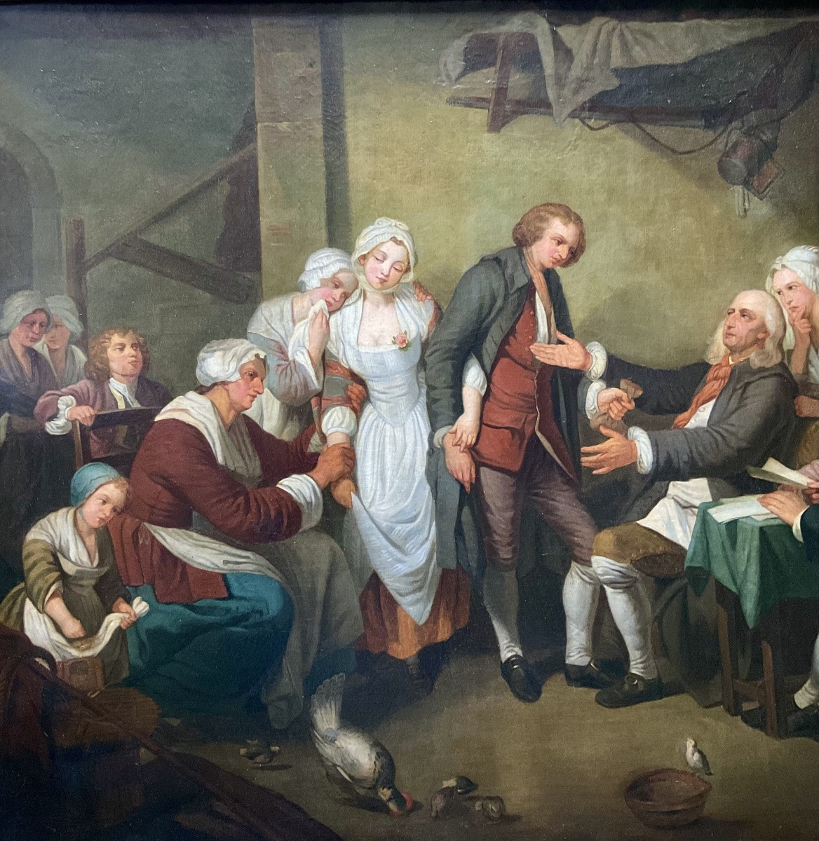 Large XIXth Century Panel l'Accordée De Village Circa Painted 1830/40 Dim 92 X 73 Cm-photo-4