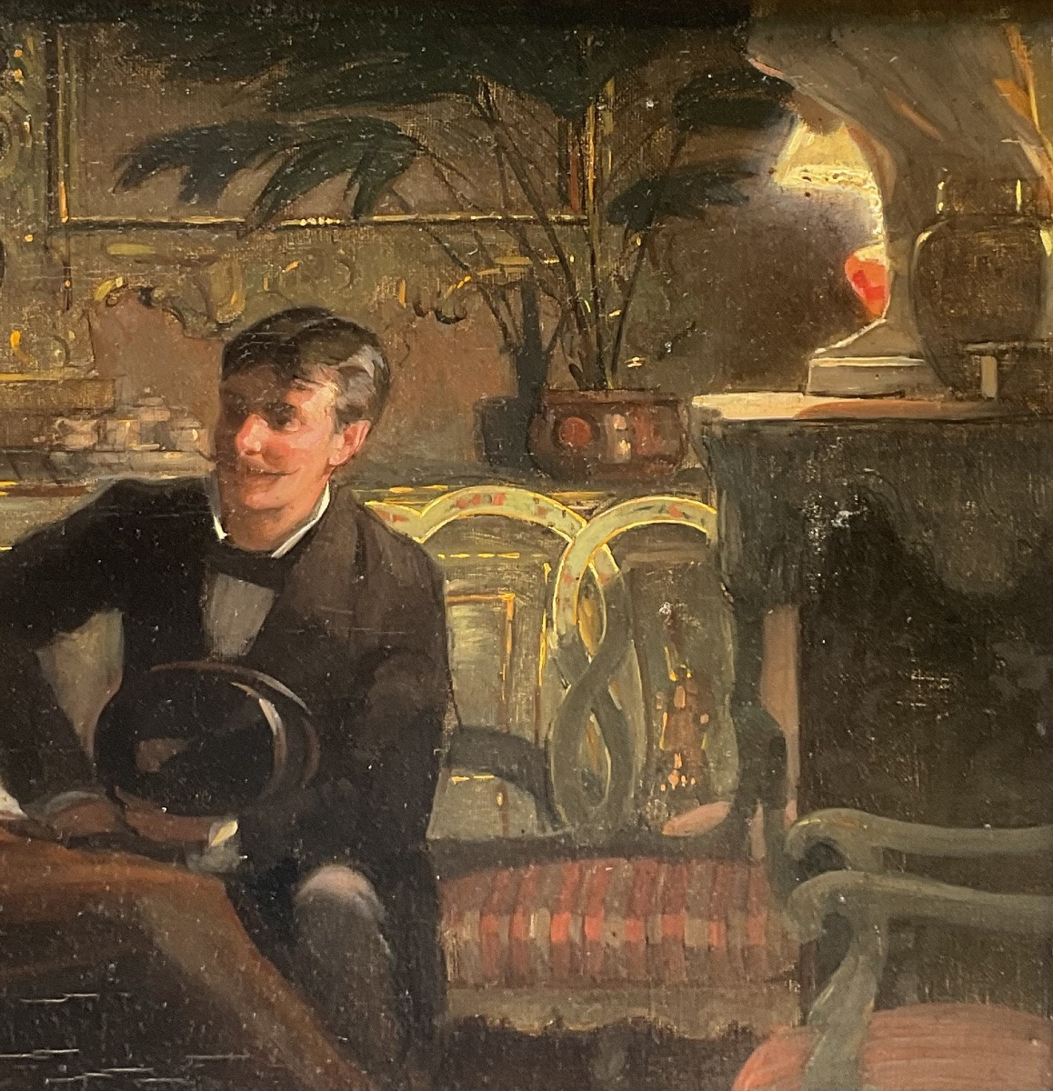 Frédéric Dufaux 19th Century Painting Scène Galante Dans Un Intérieur En Soirée Swiss Painter-photo-1