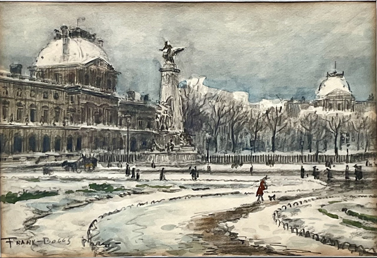 Frank Mayer Boggs Charcoal Watercolor Paris Jardin Des Tuileries Under The Snow 1900-photo-3