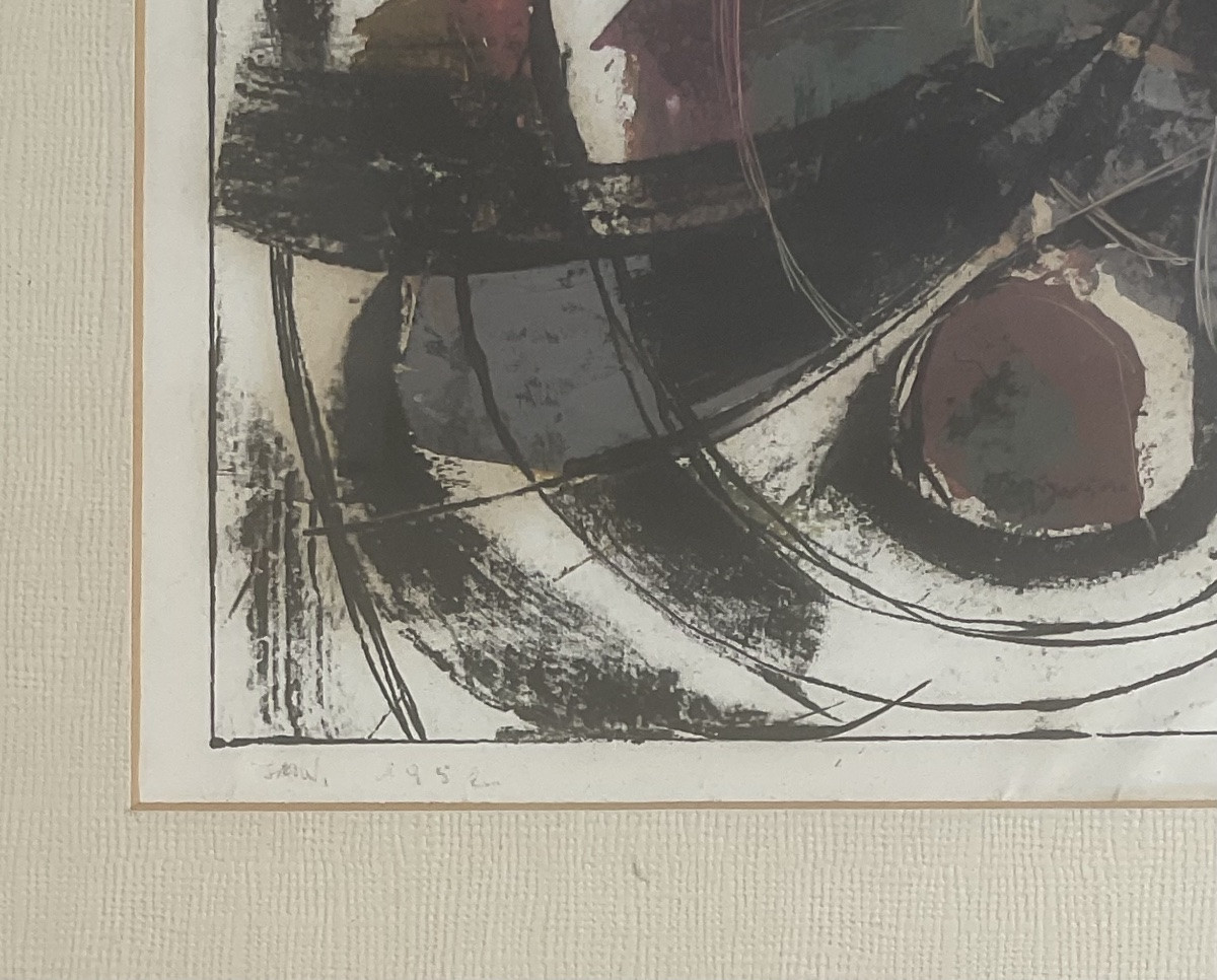 Rolf Cavael Lyrical Abstraction Original Gouache 1952 Signature Dedication-photo-3