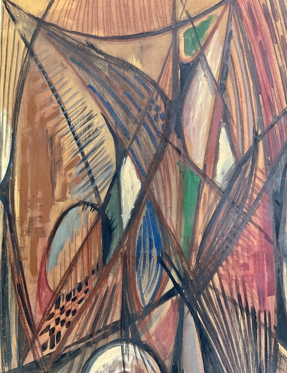 MARCEL HOMS GRAND TABLEAU ABSTRACTION GÉOMÉTRIQUE ŒUVRE ORIGINALE 1970-photo-4