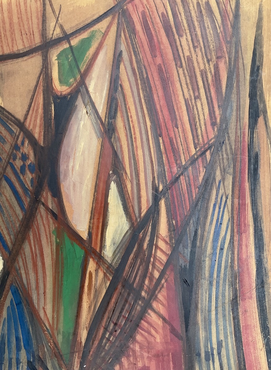 MARCEL HOMS GRAND TABLEAU ABSTRACTION GÉOMÉTRIQUE ŒUVRE ORIGINALE 1970-photo-1
