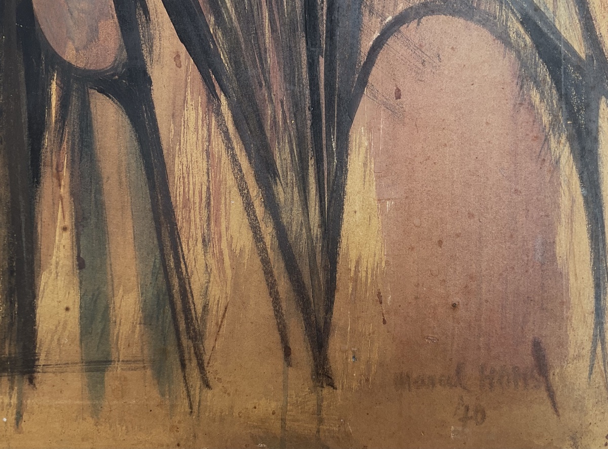 MARCEL HOMS GRAND TABLEAU ABSTRACTION GÉOMÉTRIQUE ŒUVRE ORIGINALE 1970-photo-2