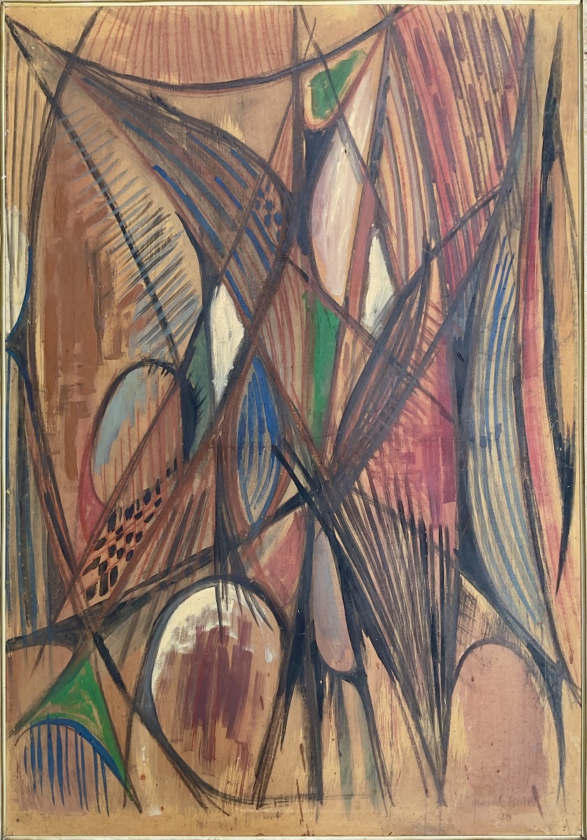 MARCEL HOMS GRAND TABLEAU ABSTRACTION GÉOMÉTRIQUE ŒUVRE ORIGINALE 1970